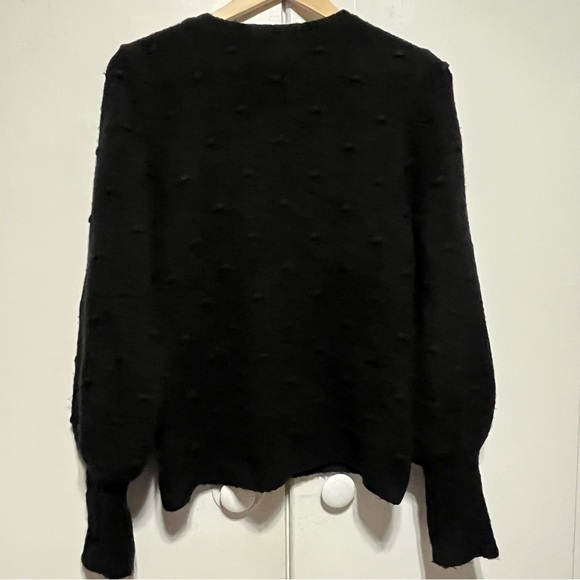 Rachel Parcell Bobble Stitch Bishop Sleeve Sweater in Black - Picture 7 of 10